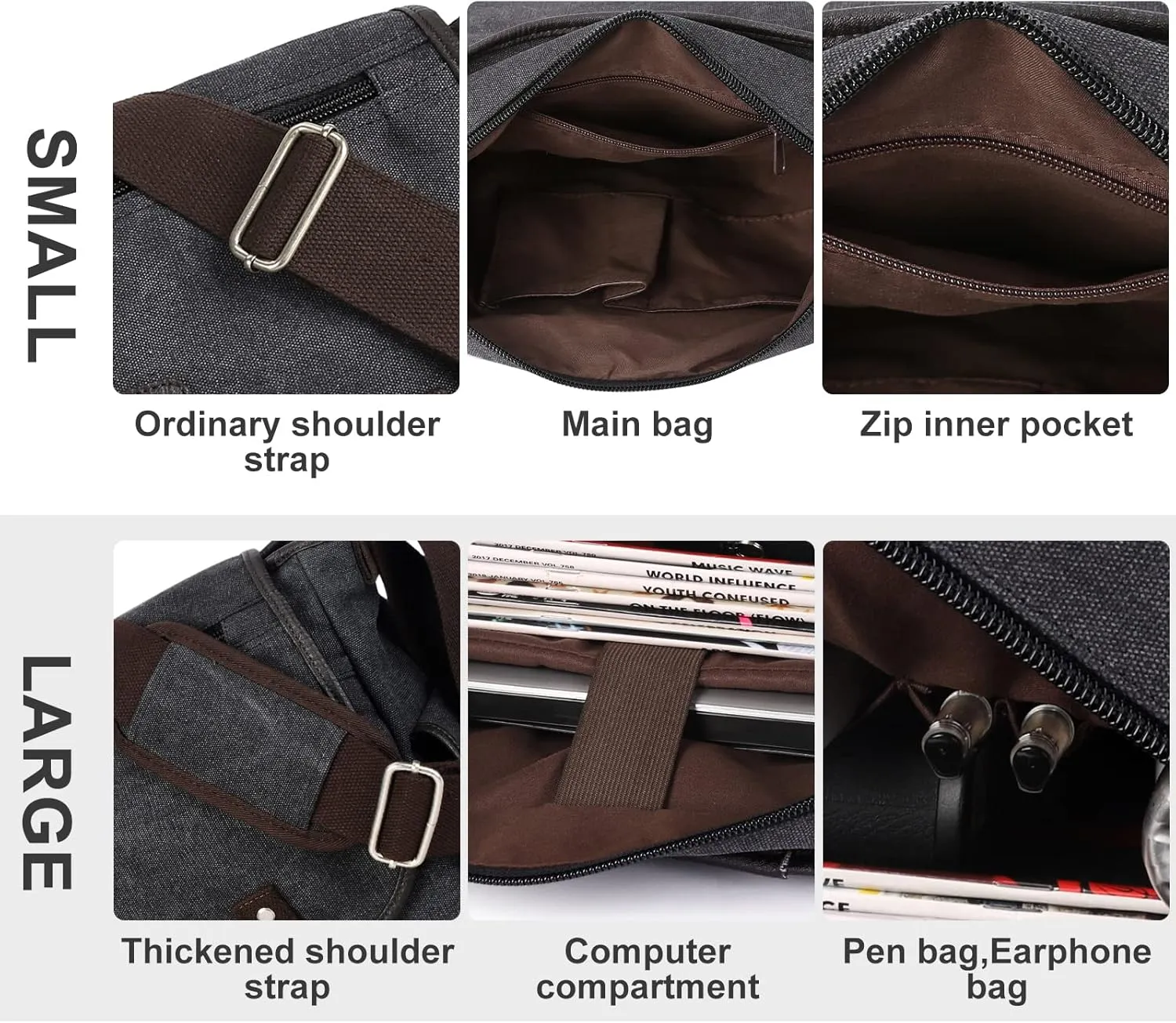 Messenger Bag Men,Waterproof Crossbody Bag,Satchel Shoulder Bag