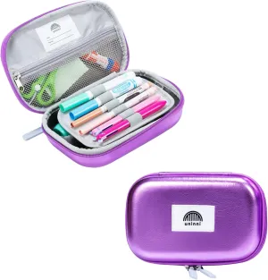 Metallic Lilac Pencil Case for Girls age 3  - Large Kids Pencil Case with Mesh Storage Pocket & 2 Removable Dividers for Organizing Markers & Pens. Pencil Case for Kids with a durable design