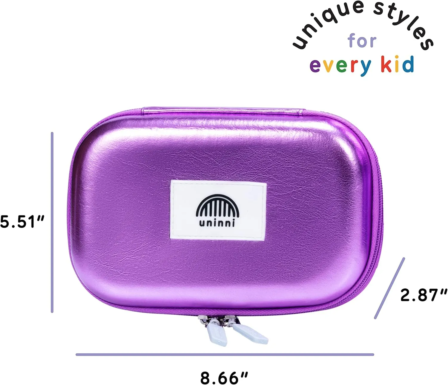 Metallic Lilac Pencil Case for Girls age 3  - Large Kids Pencil Case with Mesh Storage Pocket & 2 Removable Dividers for Organizing Markers & Pens. Pencil Case for Kids with a durable design