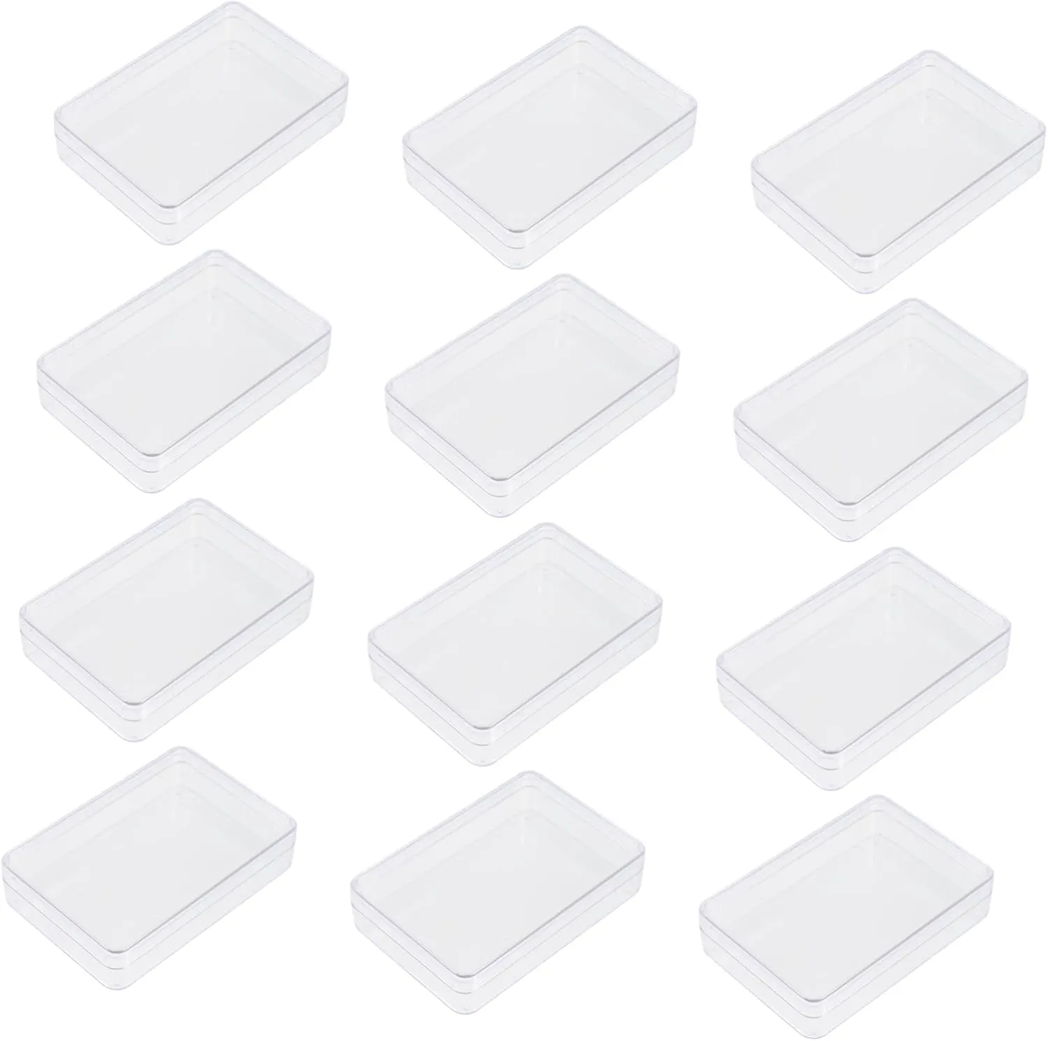 Milisten 12pcs Transparent Plastic Box Storage Boxes Trading Deck Holding Organizer Case Poker Clear
