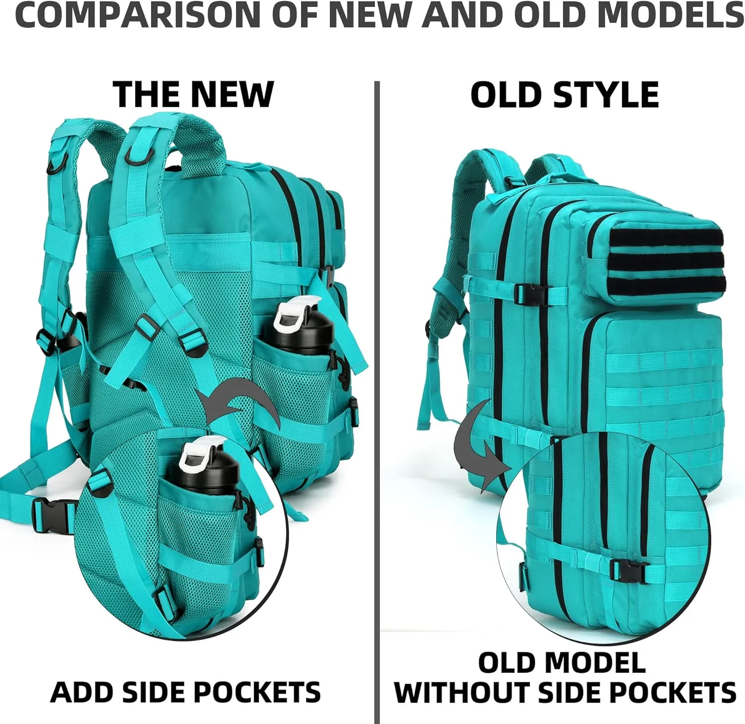 Military Tactical Backpacks Molle Army Assault Pack Hydration Pack Waist Belt Tactical Daypack Molle Hiking Packs (Lake Blue)