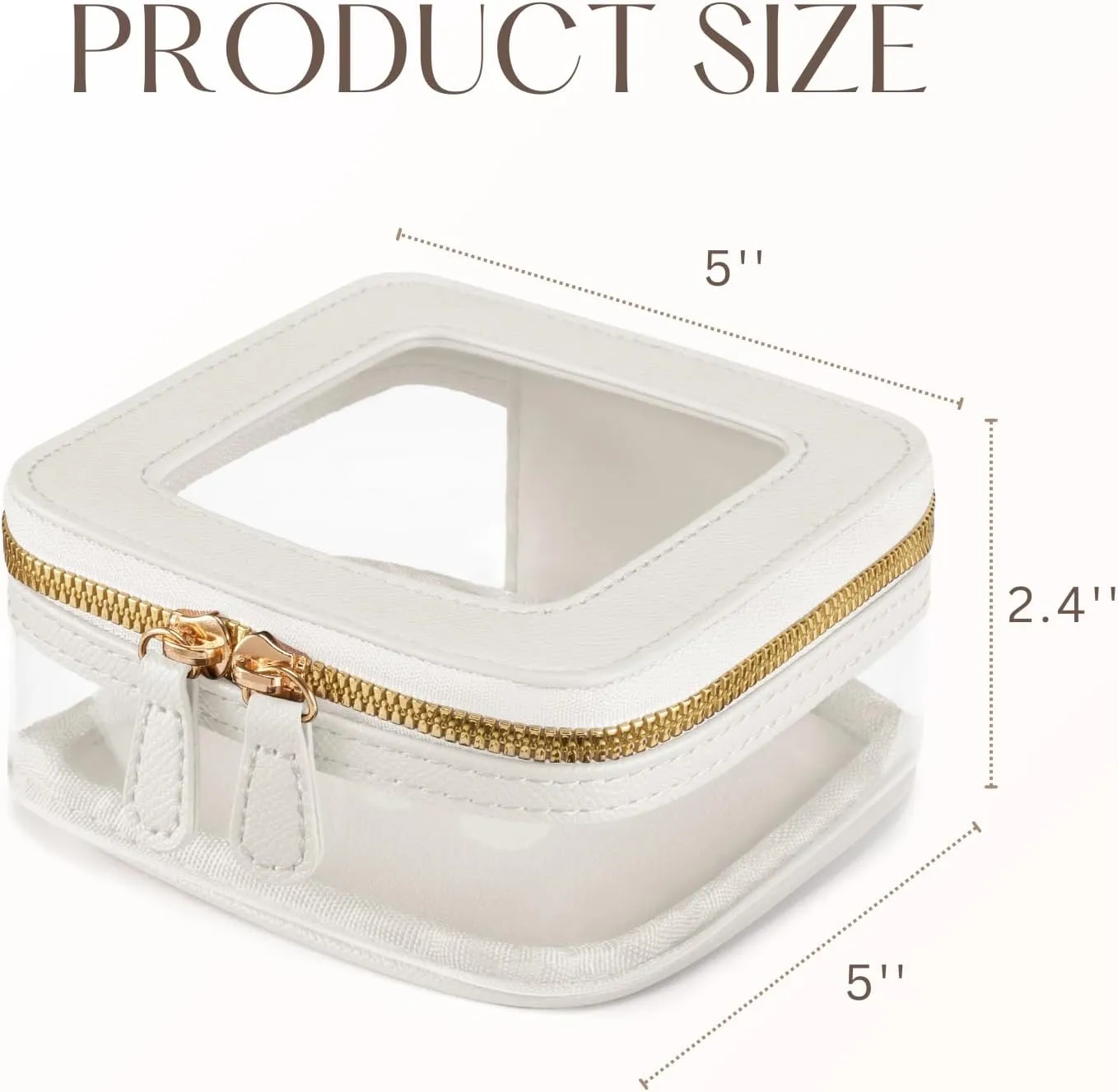 Mini Cosmetic Bag Clear Makeup Bag Small Travel Toiletry Bag with Zipper, Cute Car Cosmetic Case Transparent Makeup Pouch for Purse (White)