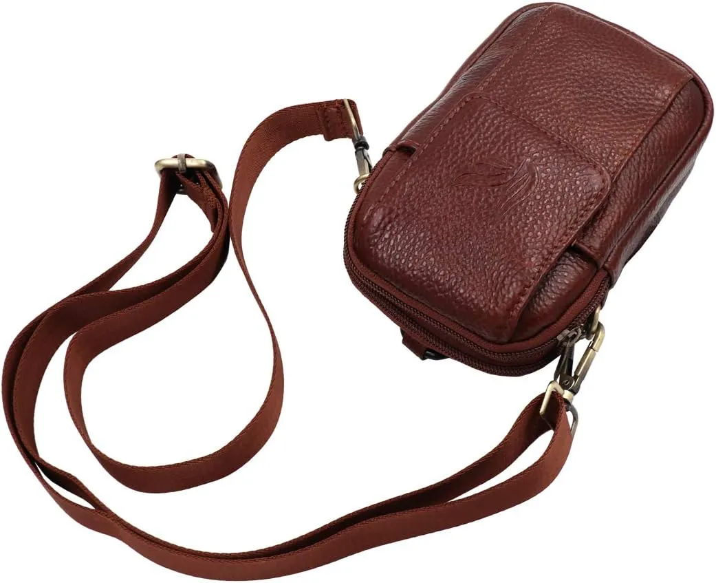 Mini Leather Messenger Bag Cellphone Shoulder Bag Pocket Money Purse Pouch Tool Bag Fanny Pack for Men Women