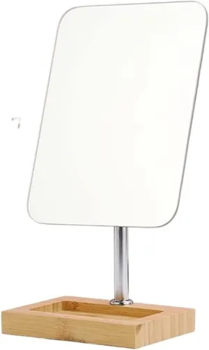 Mirror Standing Cosmetic Mirrors Countertop Wooden Stand Mirror with Adjustable Angle Storage Wooden Chassis Round Square Vanity Mirror Mirror