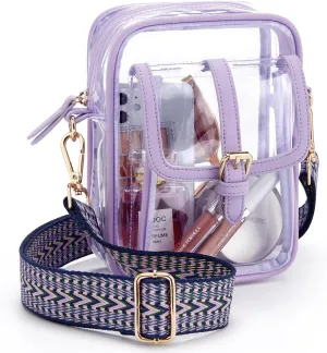Missnine Clear Bag Stadium Approved PVC Crossbody Purse for Women Transparent Shoulder Concert Bag with Guitar Strap