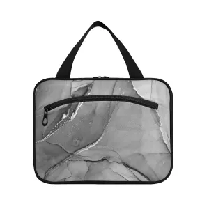 Mixing Acrylic Paints Grey Marble Texture Modern Art 1 PC Hanging Travel Wash bag with Handles, Portable Makeup Organizer Brush Storage Case Portable Travel Cosmetic with Hook M