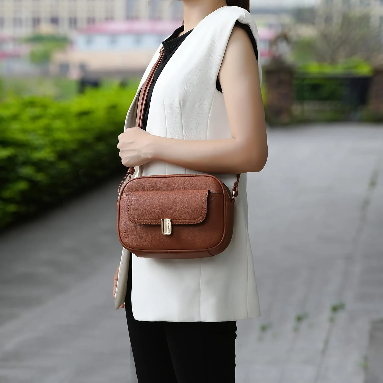 MKF Collection Crossbody Bag for Women, Vegan Leather Crossover Handbag Messenger Purse