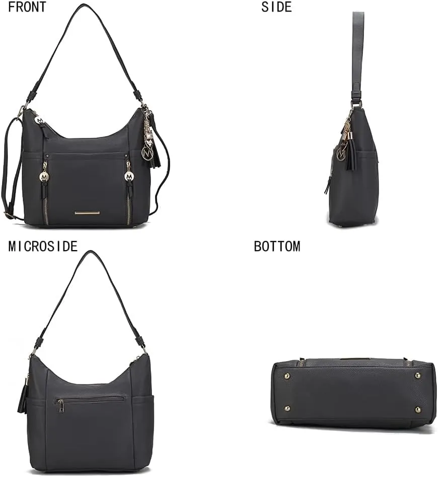 MKF Collection Shoulder Bag for Women, Vegan Leather Crossbody, Hobo Fashion Handbag Messenger Purse