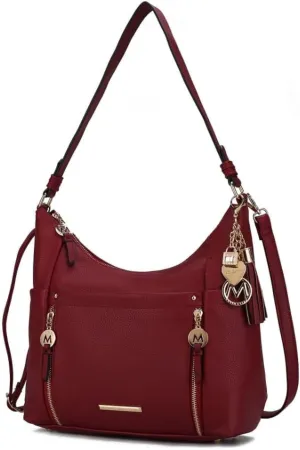 MKF Collection Shoulder Bag for Women, Vegan Leather Crossbody, Hobo Fashion Handbag Messenger Purse