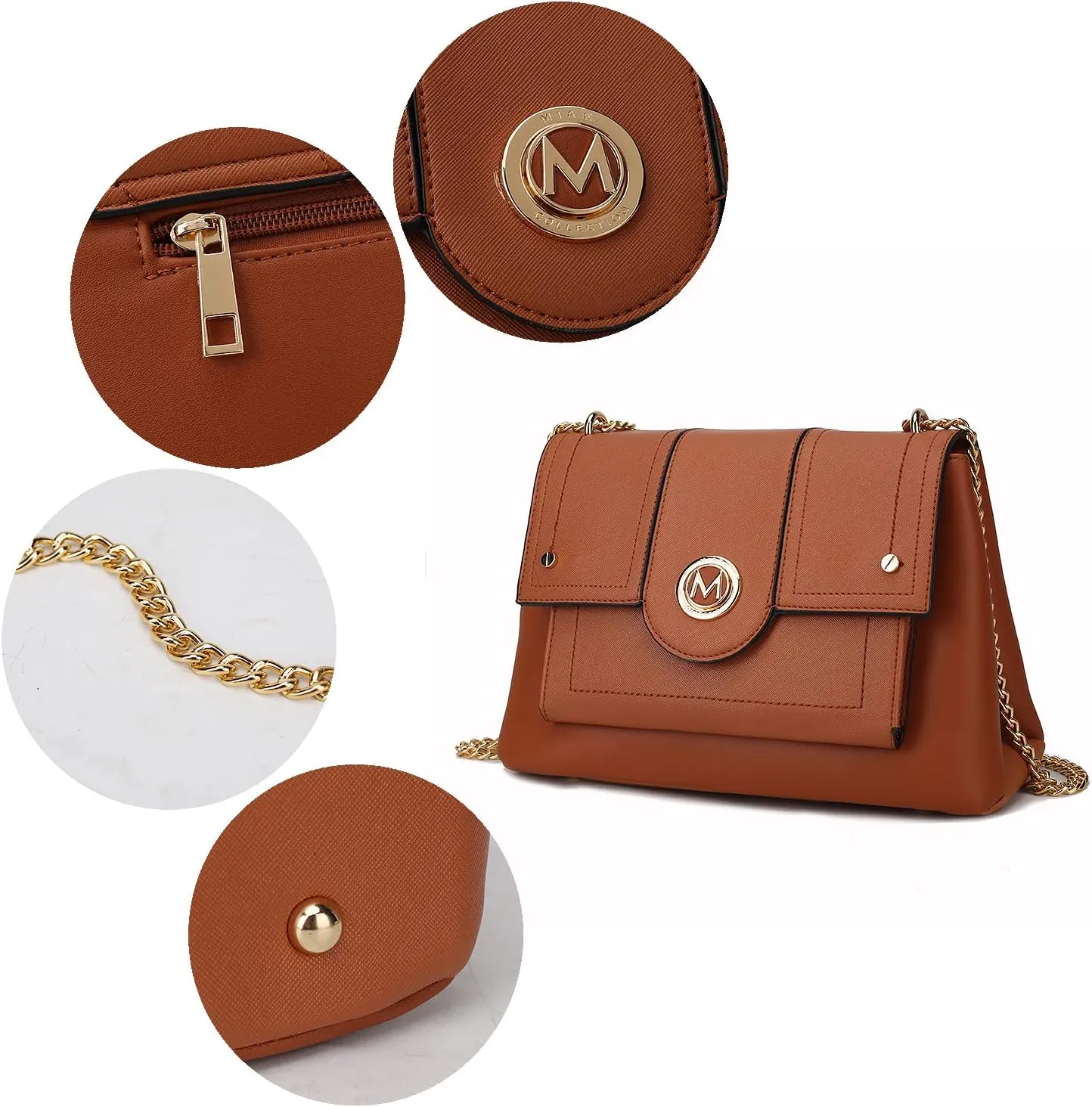 MKF Crossbody Bag for Women – PU Leather Pocketbook Handbag – Designer Side Messenger Purse, Shoulder Crossover