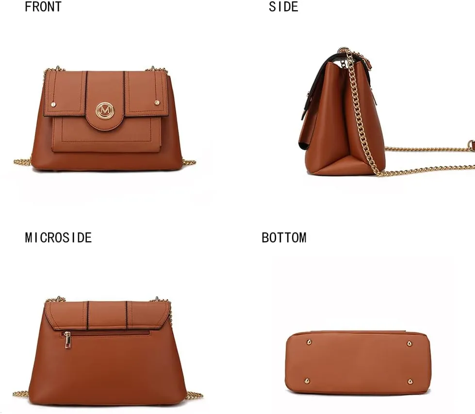 MKF Crossbody Bag for Women – PU Leather Pocketbook Handbag – Designer Side Messenger Purse, Shoulder Crossover