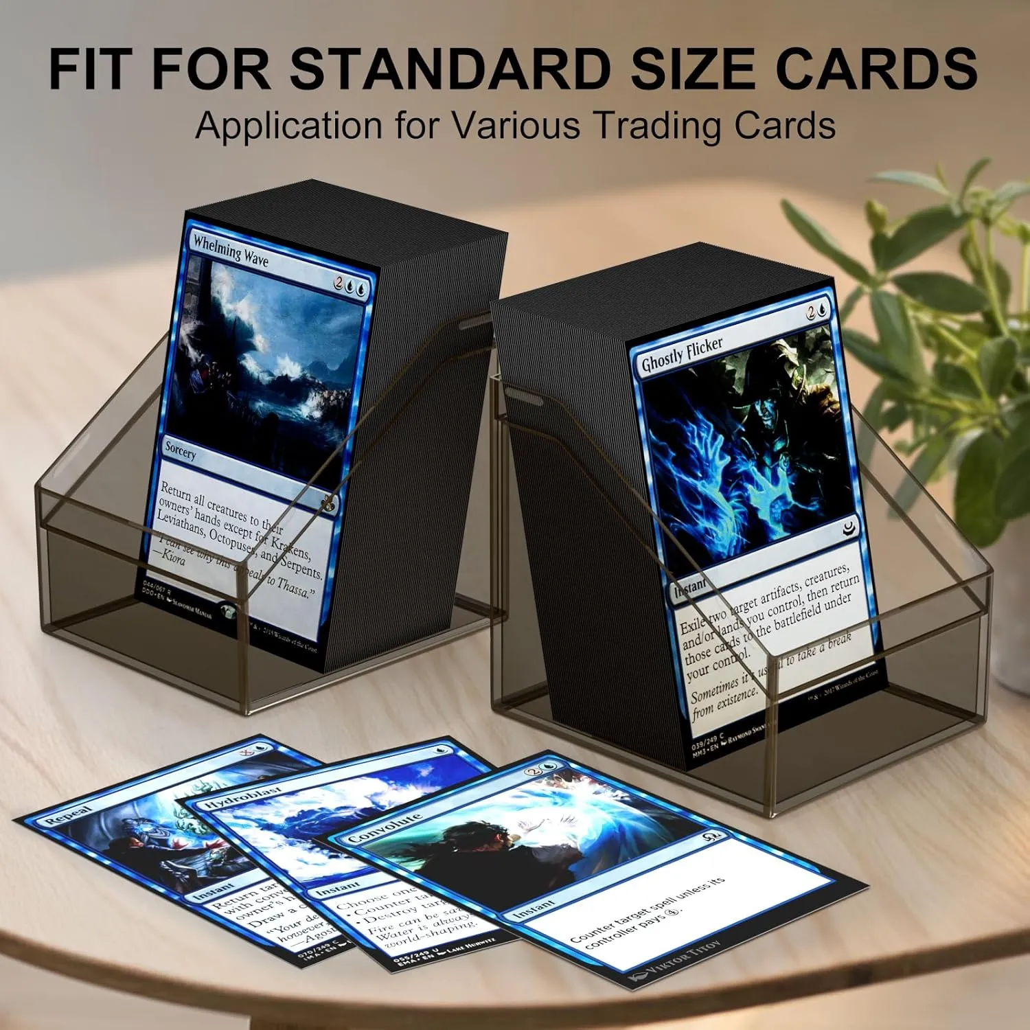 Mlikero Card Deck Cases, 6 Pack Acrylic Commander Deck Box Holding 100  Sleeved Cards with 6 Dividers, Sturdy Card Storage Box Fit for MTG, TCG, Sports Cards (Black)