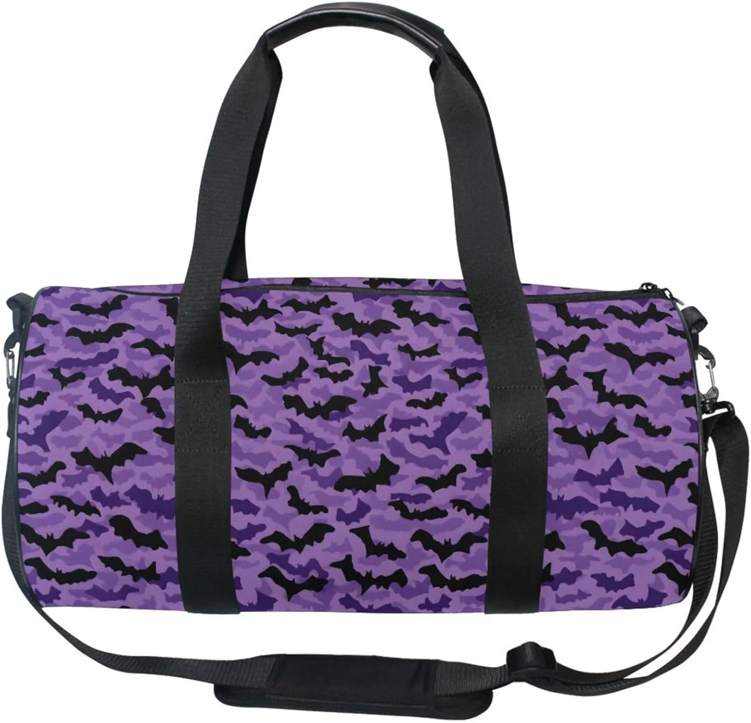 MNSRUU Sports Duffel Bags, Black Moths on A Purple Athletic Gym Bag Overnight Workout Travel Tote Luggage for Men Women Yoga