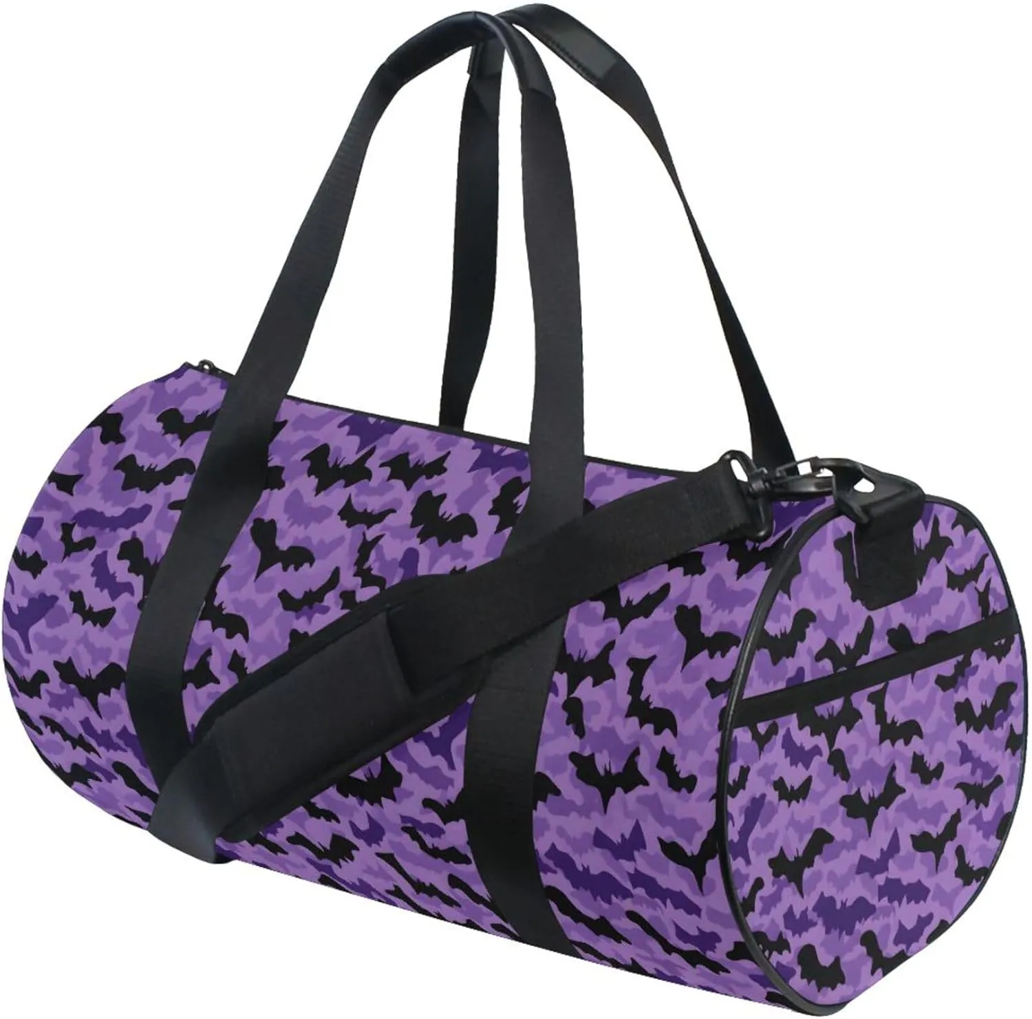 MNSRUU Sports Duffel Bags, Black Moths on A Purple Athletic Gym Bag Overnight Workout Travel Tote Luggage for Men Women Yoga