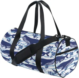 MNSRUU Sports Duffel Bags, Blue Dolphin Athletic Gym Bag Overnight Workout Travel Tote Luggage for Men Women Yoga