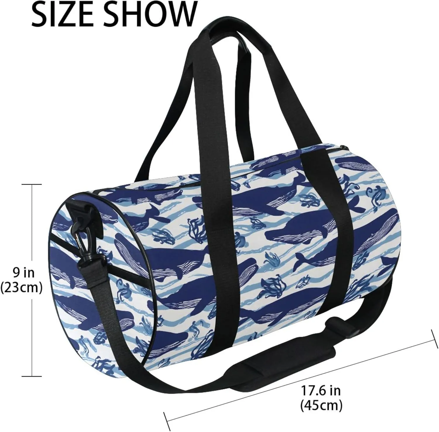 MNSRUU Sports Duffel Bags, Blue Dolphin Athletic Gym Bag Overnight Workout Travel Tote Luggage for Men Women Yoga