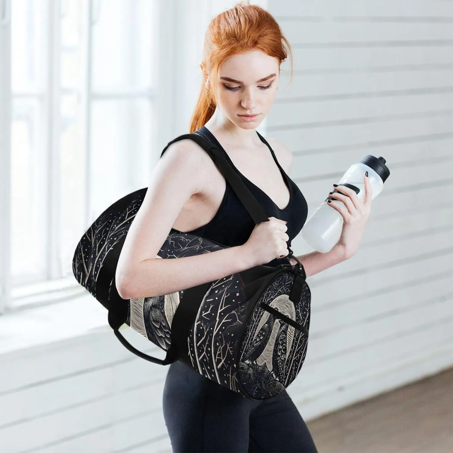 MNSRUU Sports Duffel Bags, Crows Tree Athletic Gym Bag Overnight Workout Travel Tote Luggage for Men Women Yoga