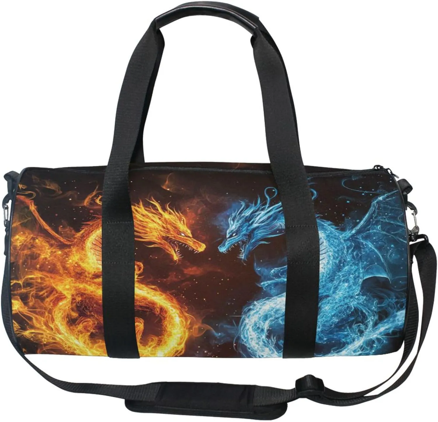 MNSRUU Sports Duffel Bags, Dragons Made Out Of Fire Athletic Gym Bag Overnight Workout Travel Tote Luggage for Men Women Yoga