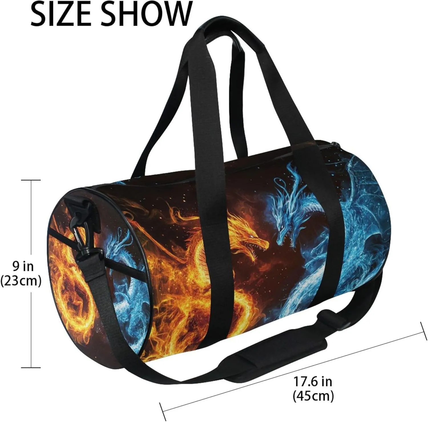 MNSRUU Sports Duffel Bags, Dragons Made Out Of Fire Athletic Gym Bag Overnight Workout Travel Tote Luggage for Men Women Yoga