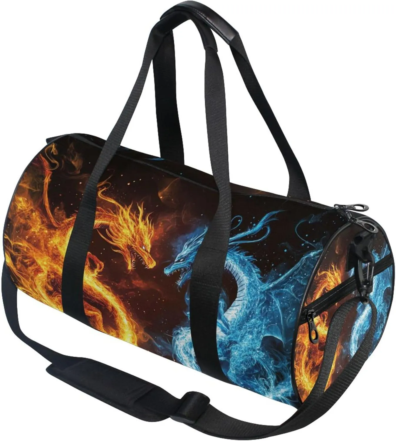 MNSRUU Sports Duffel Bags, Dragons Made Out Of Fire Athletic Gym Bag Overnight Workout Travel Tote Luggage for Men Women Yoga