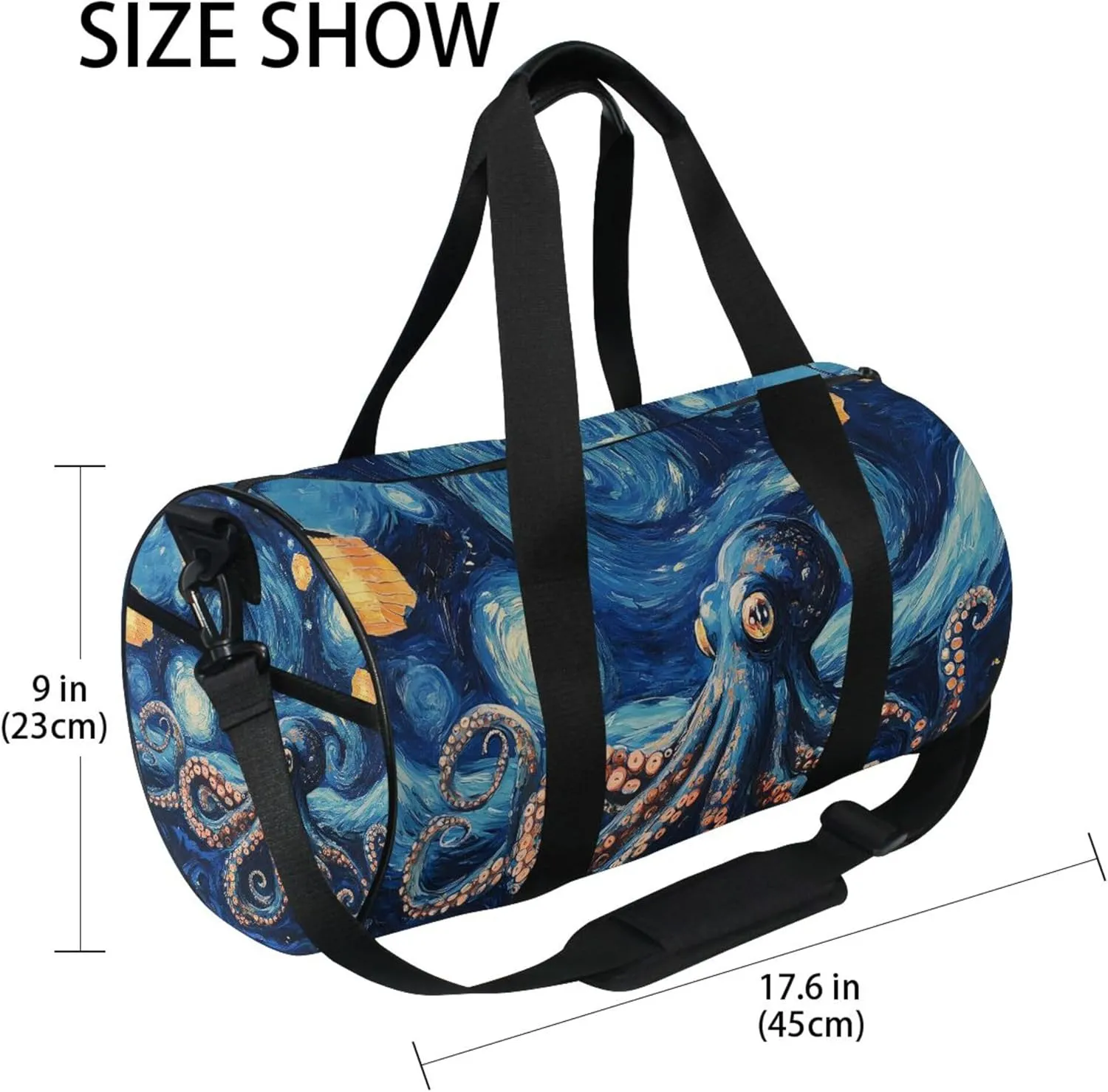 MNSRUU Sports Duffel Bags, Giant Octopus Lamp Athletic Gym Bag Overnight Workout Travel Tote Luggage for Men Women Yoga