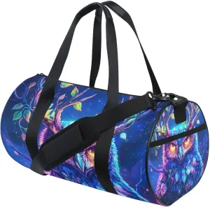MNSRUU Sports Duffel Bags, Glowing Eyes Owl Athletic Gym Bag Overnight Workout Travel Tote Luggage for Men Women Yoga