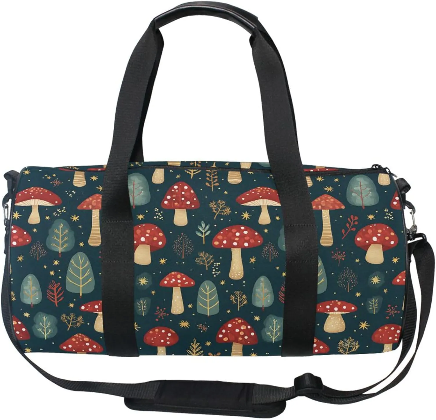 MNSRUU Sports Duffel Bags, Red Mushroom Athletic Gym Bag Overnight Workout Travel Tote Luggage for Men Women Yoga