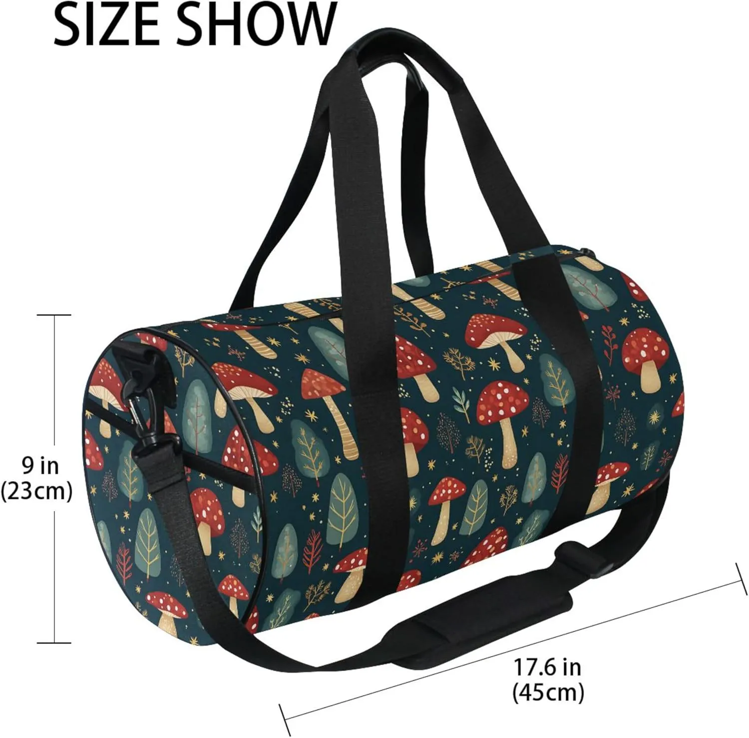 MNSRUU Sports Duffel Bags, Red Mushroom Athletic Gym Bag Overnight Workout Travel Tote Luggage for Men Women Yoga