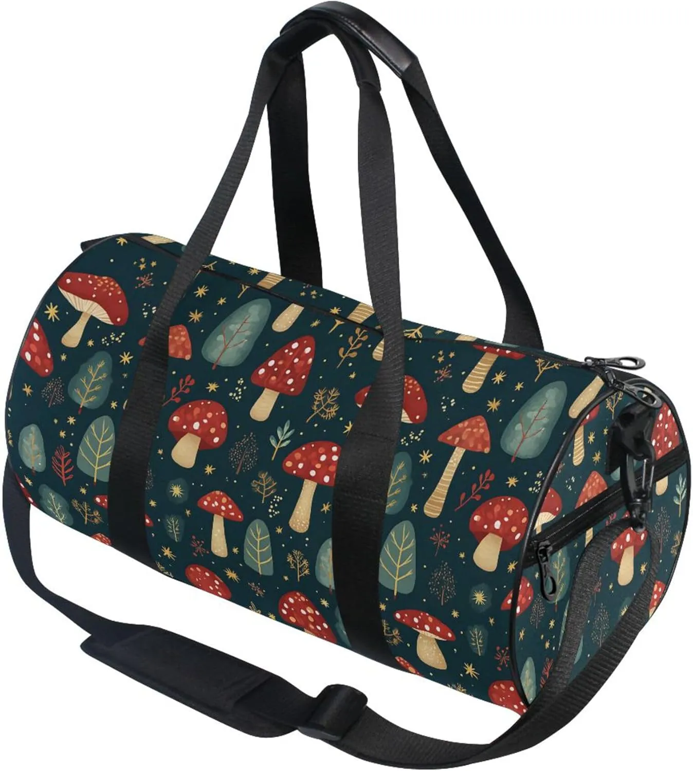 MNSRUU Sports Duffel Bags, Red Mushroom Athletic Gym Bag Overnight Workout Travel Tote Luggage for Men Women Yoga