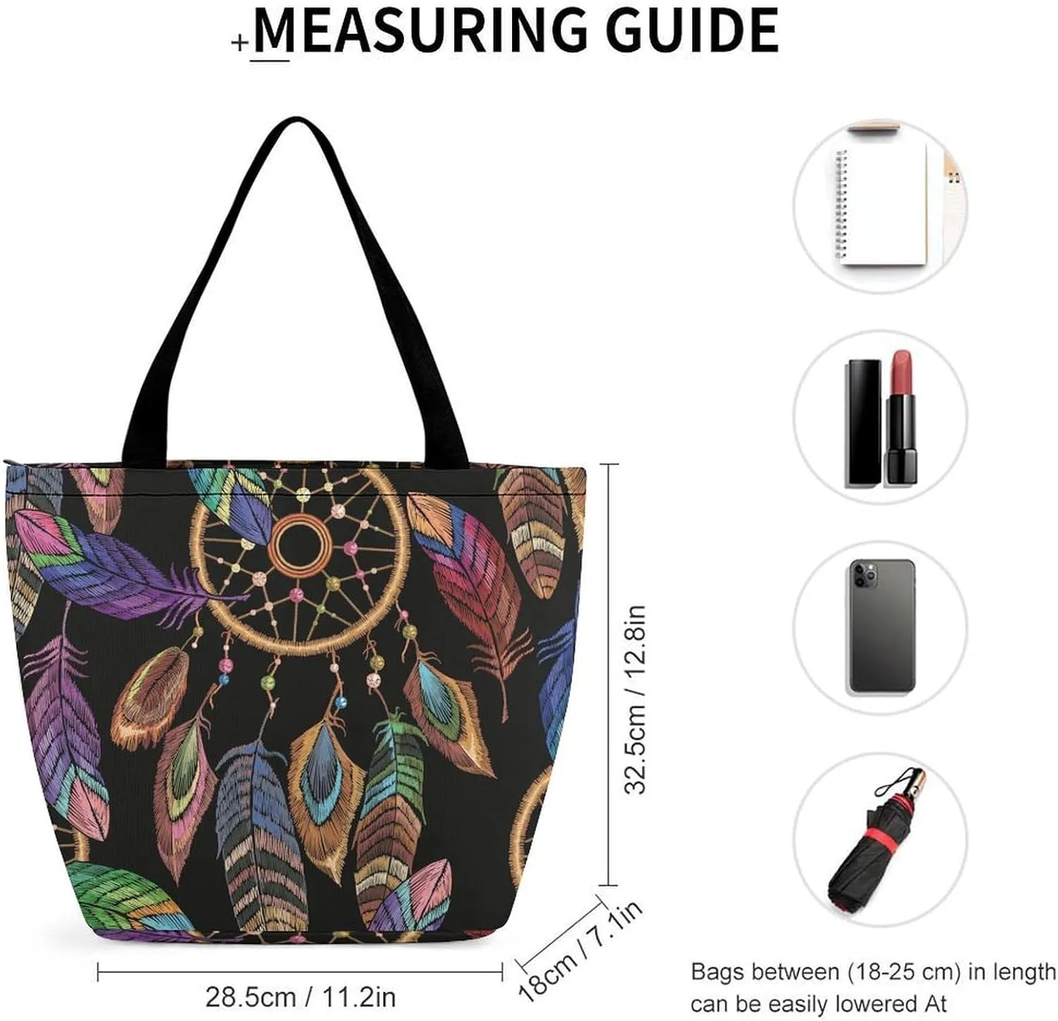 MoBlinko Dream Cather Feathers Womens Tote Bags Reusable Yoga Shoulder Bag Handbag with Zipper for Grocery Shopping Gifts