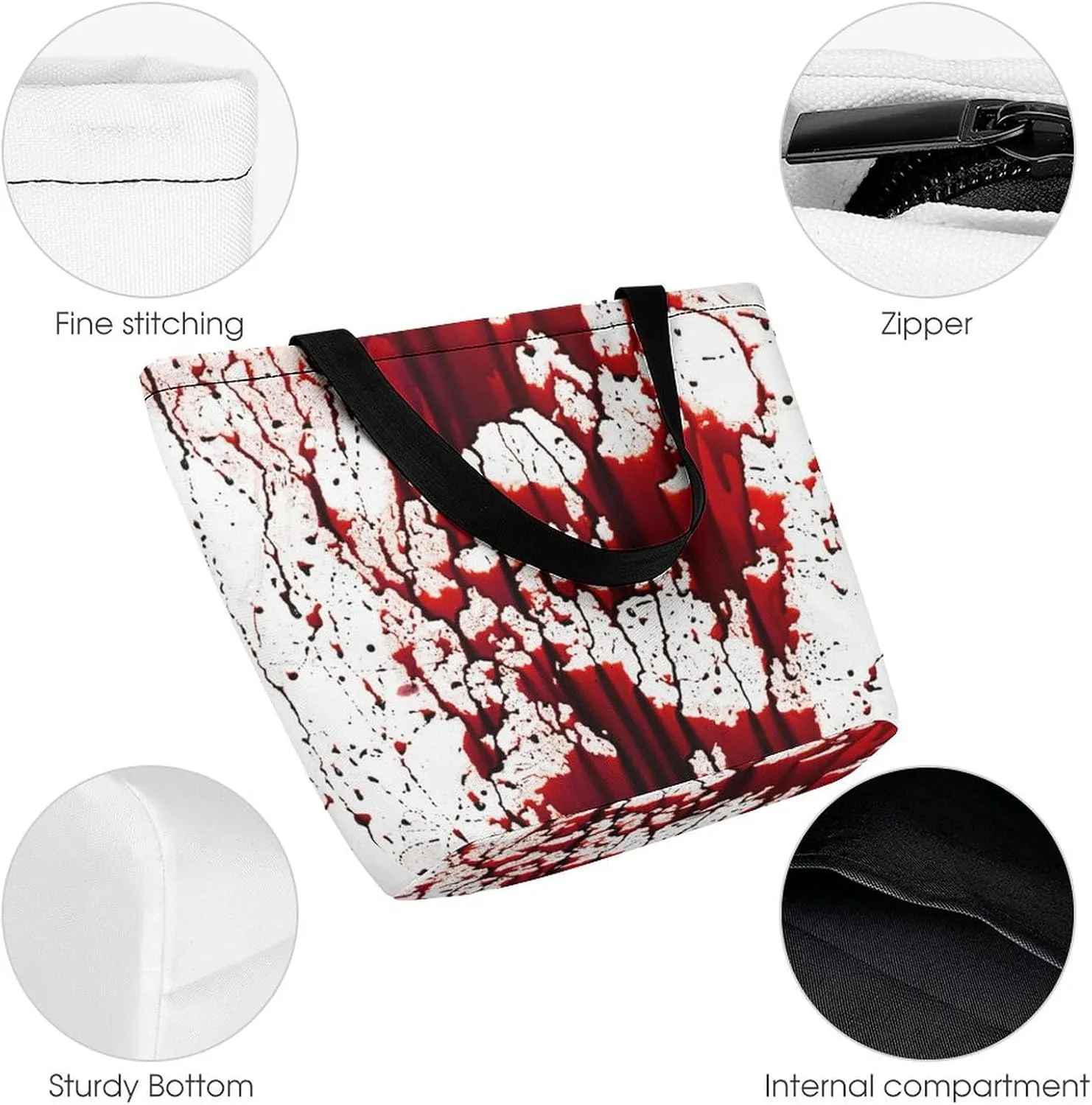 MoBlinko Halloween Red Blood Splatter Women Tote Bags Yoga Reusable Grocery Bagsshoulder Bag Handbag with Zipper