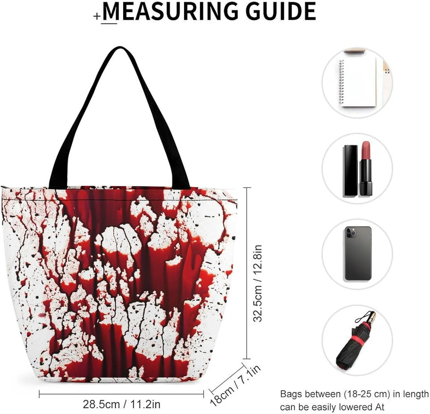 MoBlinko Halloween Red Blood Splatter Women Tote Bags Yoga Reusable Grocery Bagsshoulder Bag Handbag with Zipper