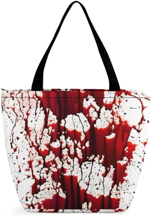 MoBlinko Halloween Red Blood Splatter Women Tote Bags Yoga Reusable Grocery Bagsshoulder Bag Handbag with Zipper