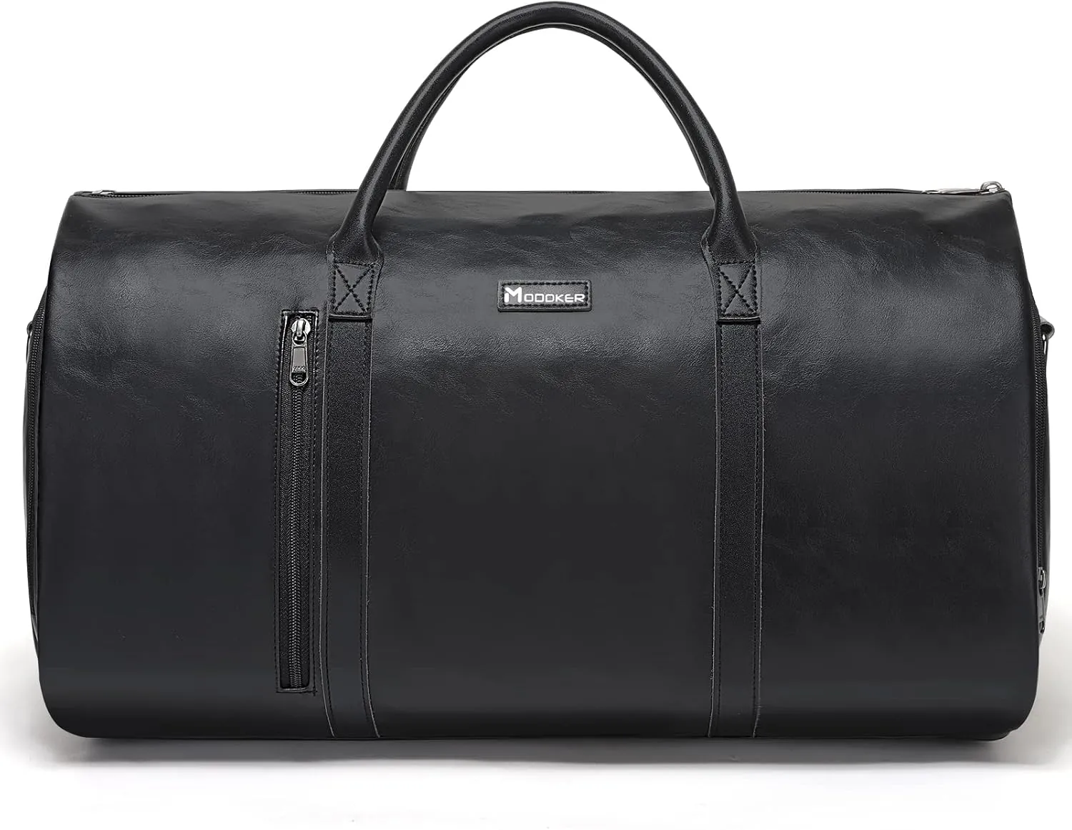 Modoker Convertible Leather Garment Bag, Carry on Garment Bags for Travel, Garment Duffel Bag, Gifts for Men Women Business Waterproof Suitcase Suit Travel Bags, Black