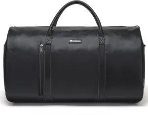 Modoker Convertible Leather Garment Bag, Carry on Garment Bags for Travel, Garment Duffel Bag, Gifts for Men Women Business Waterproof Suitcase Suit Travel Bags, Black