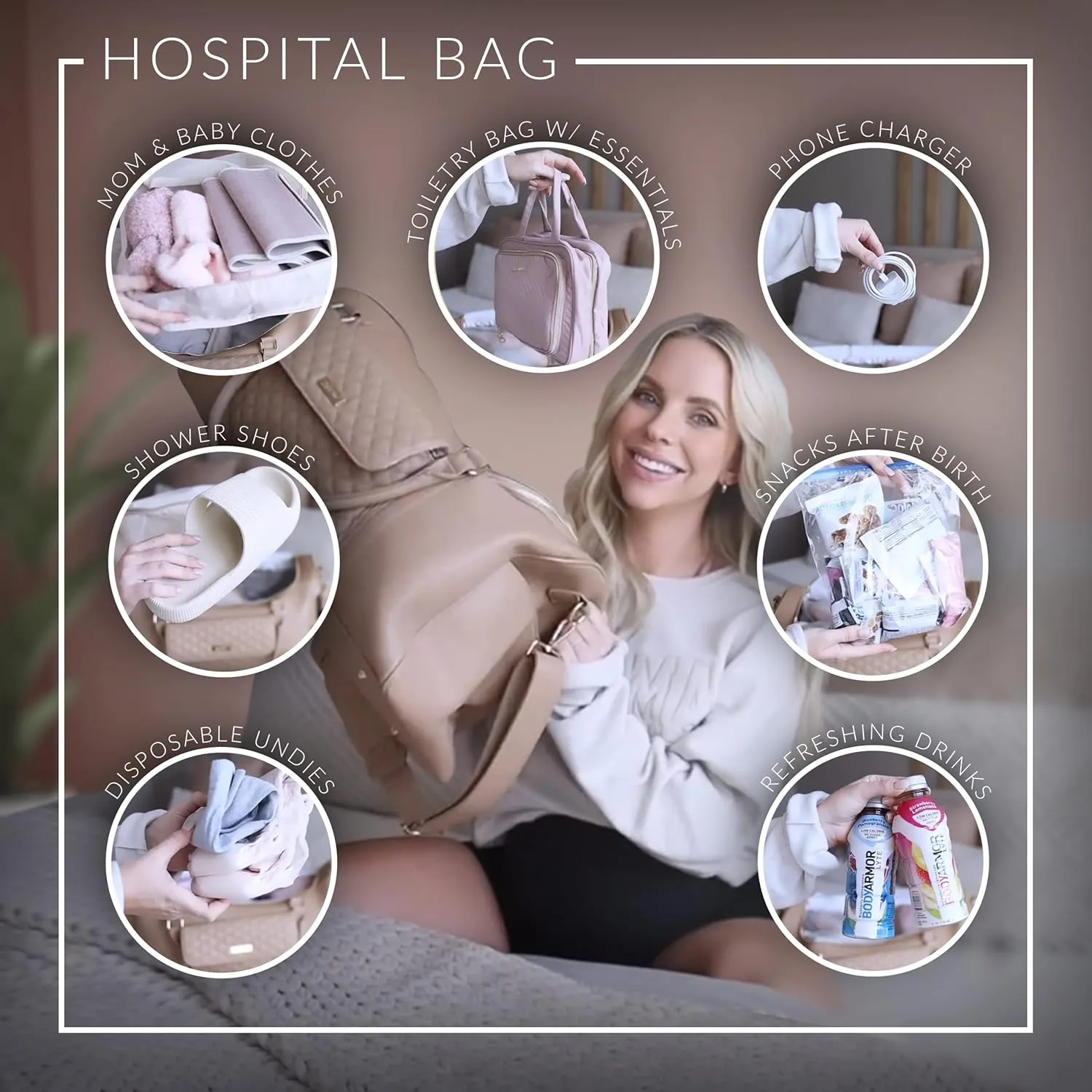 Monaco Travel Duffel Bag by Luli Bebe - Womens Designer Vegan Leather Weekender Bag, Top Carry on Luggage (Pearl White)