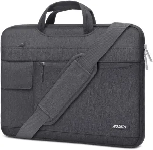 MOSISO Laptop Shoulder Bag Compatible with MacBook Pro 16 inch 2023-2019 M3 A2991 M2 A2780 M1 A2485 A2141/Pro 15 A1398,15-15.6 inch Notebook,Polyester Flapover Briefcase Sleeve Case, Space Gray