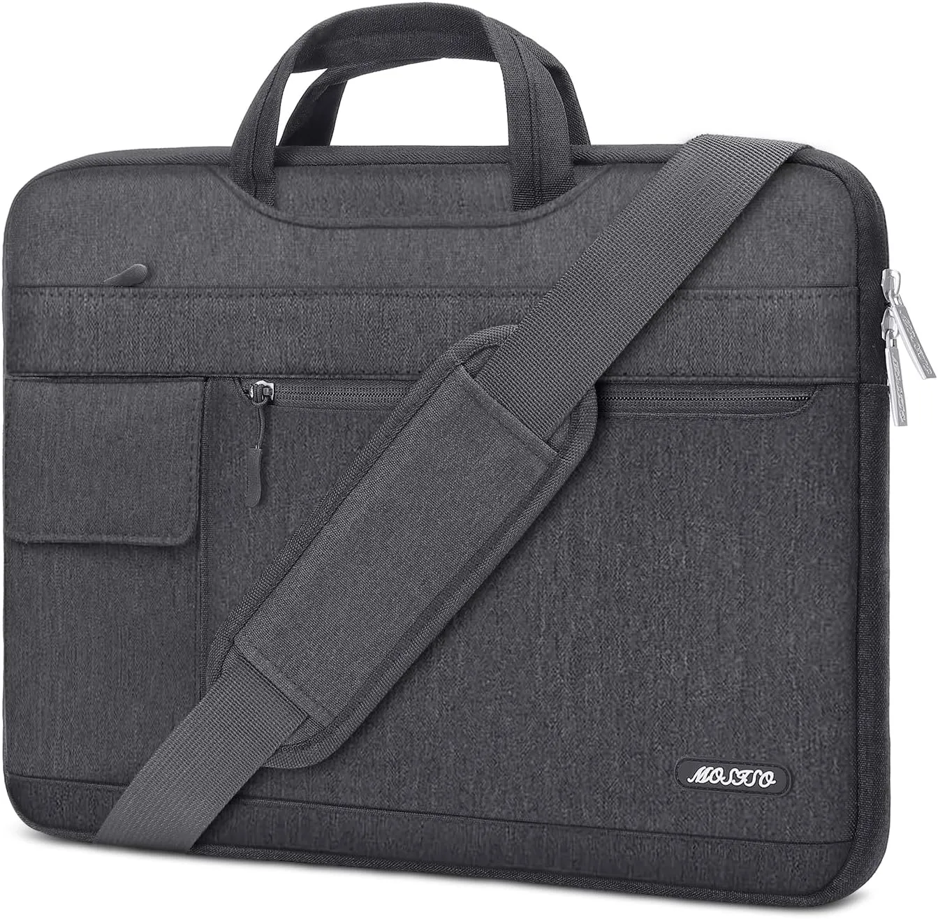MOSISO Laptop Shoulder Bag Compatible with MacBook Pro 16 inch 2023-2019 M3 A2991 M2 A2780 M1 A2485 A2141/Pro 15 A1398,15-15.6 inch Notebook,Polyester Flapover Briefcase Sleeve Case, Space Gray