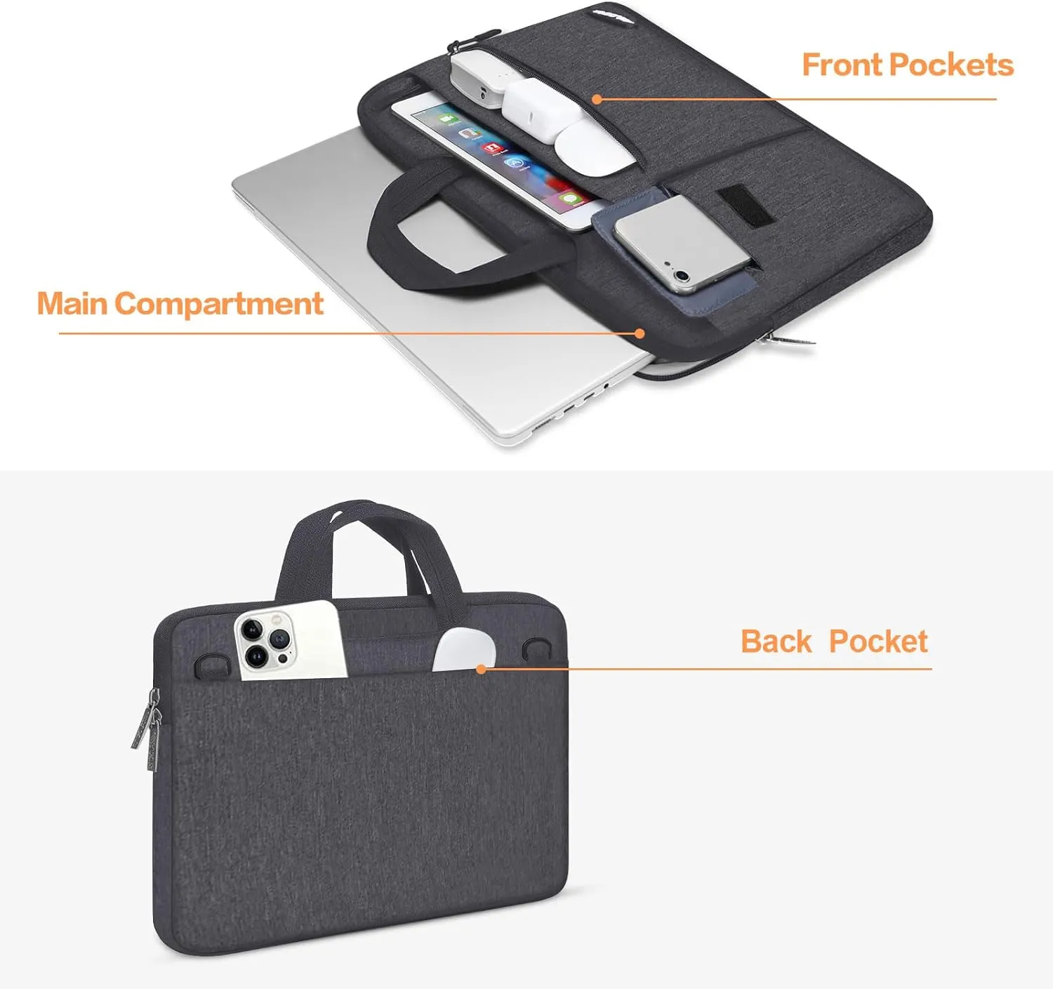 MOSISO Laptop Shoulder Bag Compatible with MacBook Pro 16 inch 2023-2019 M3 A2991 M2 A2780 M1 A2485 A2141/Pro 15 A1398,15-15.6 inch Notebook,Polyester Flapover Briefcase Sleeve Case, Space Gray