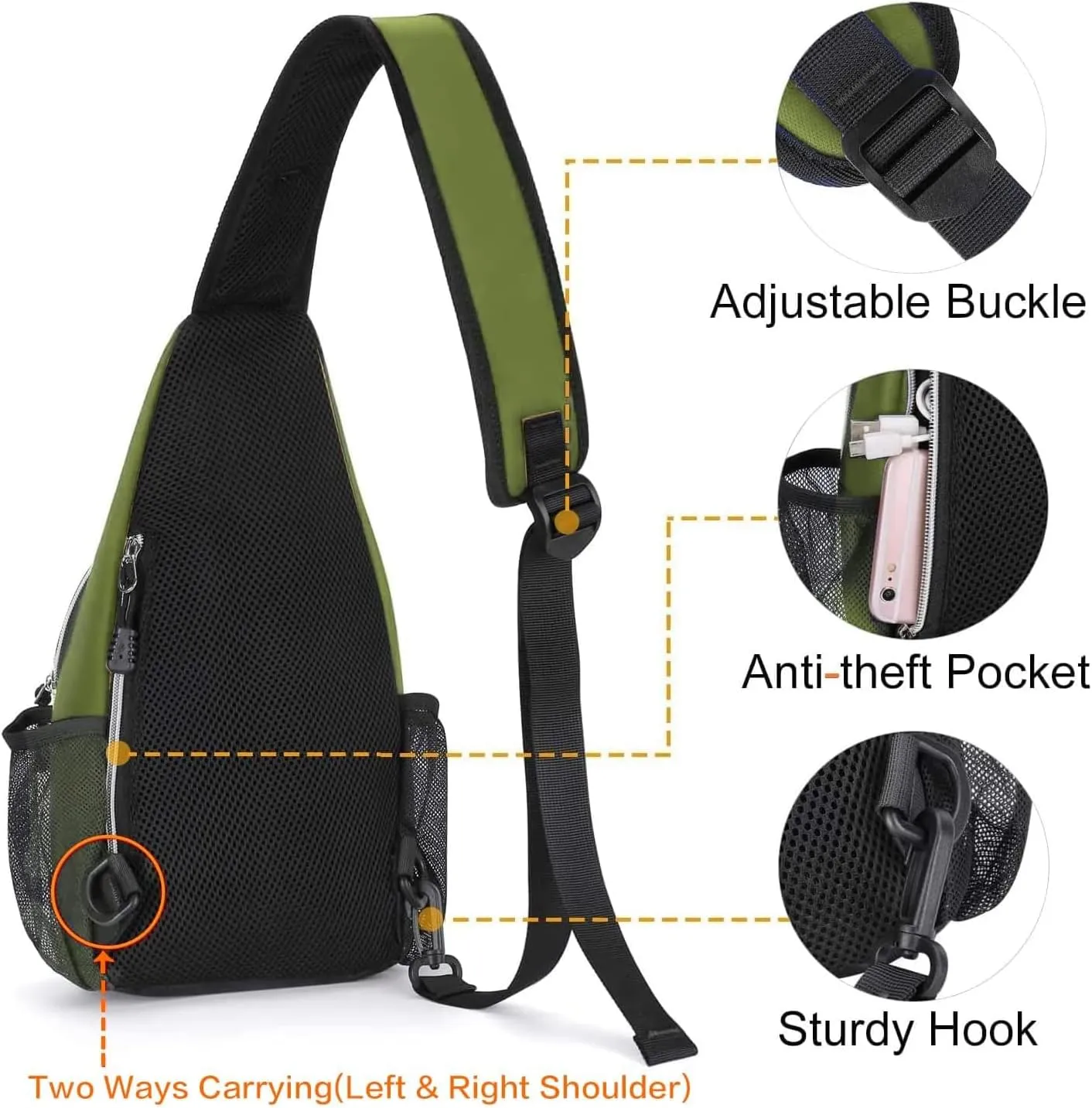 MOSISO Mini Sling Backpack,Small Hiking Daypack Travel Outdoor Casual Sports Bag