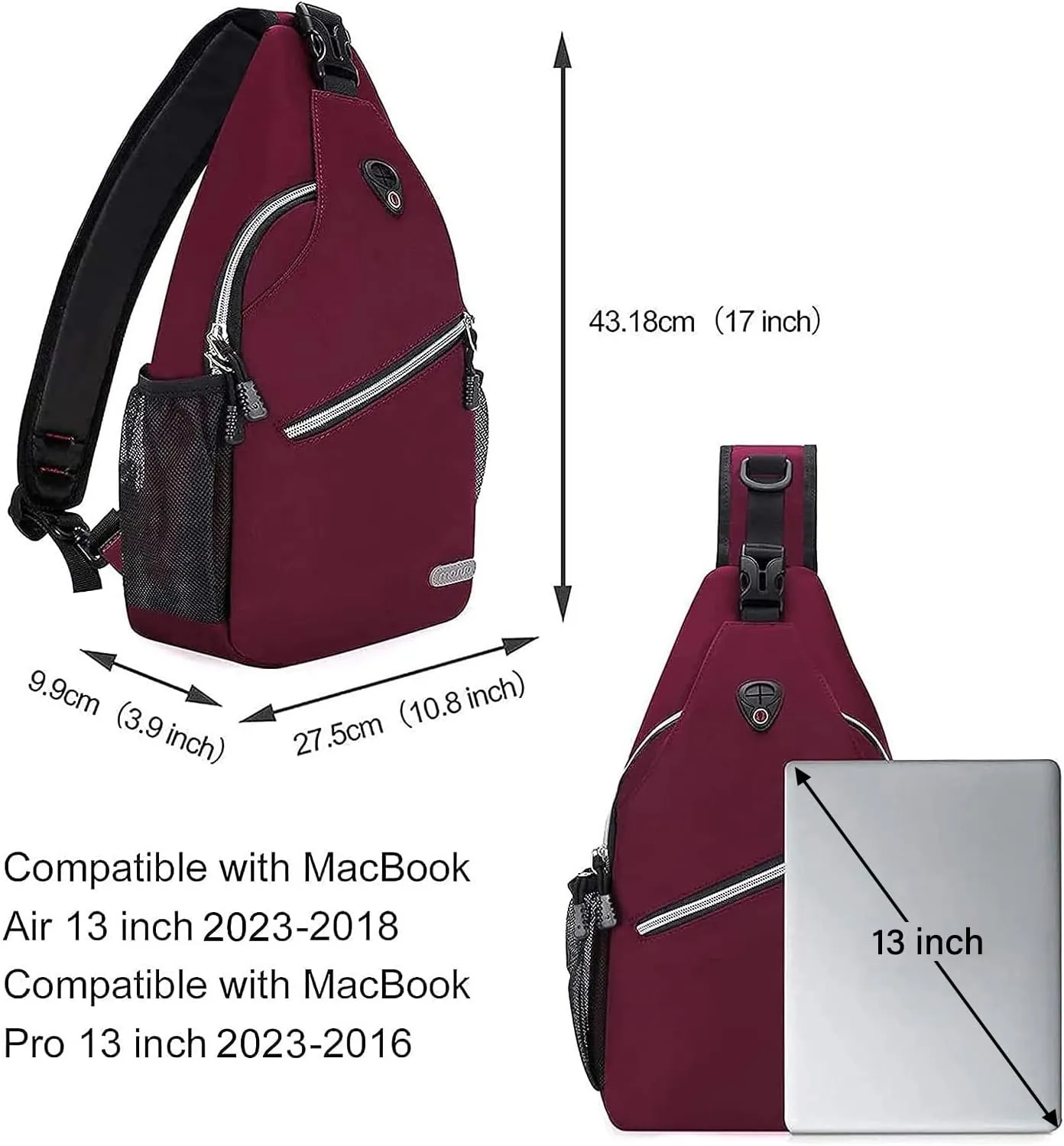 MOSISO Rope Sling Backpack (Up to 13 inch), Multipurpose Crossbody Chest One Shoulder Outdoor Travel Hiking Daypack
