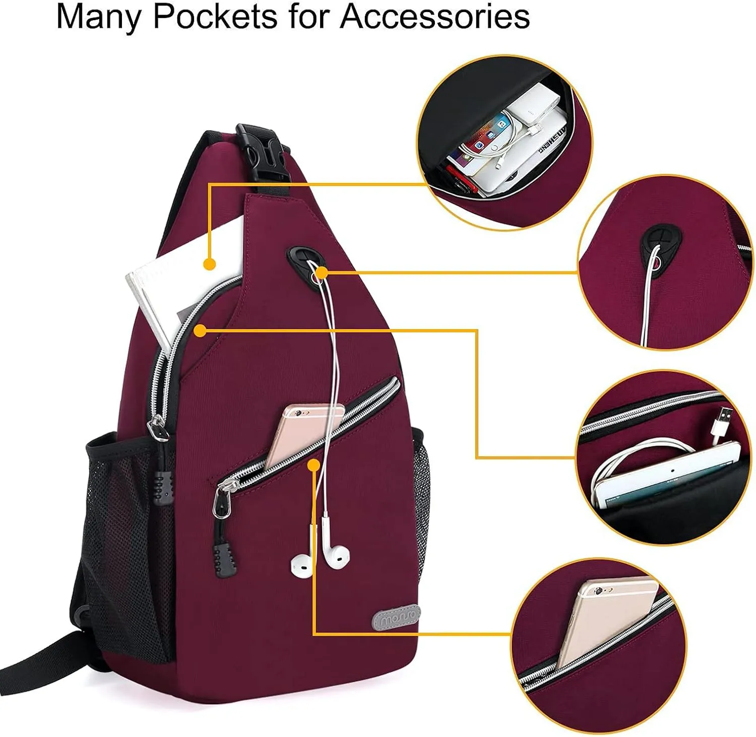 MOSISO Rope Sling Backpack (Up to 13 inch), Multipurpose Crossbody Chest One Shoulder Outdoor Travel Hiking Daypack