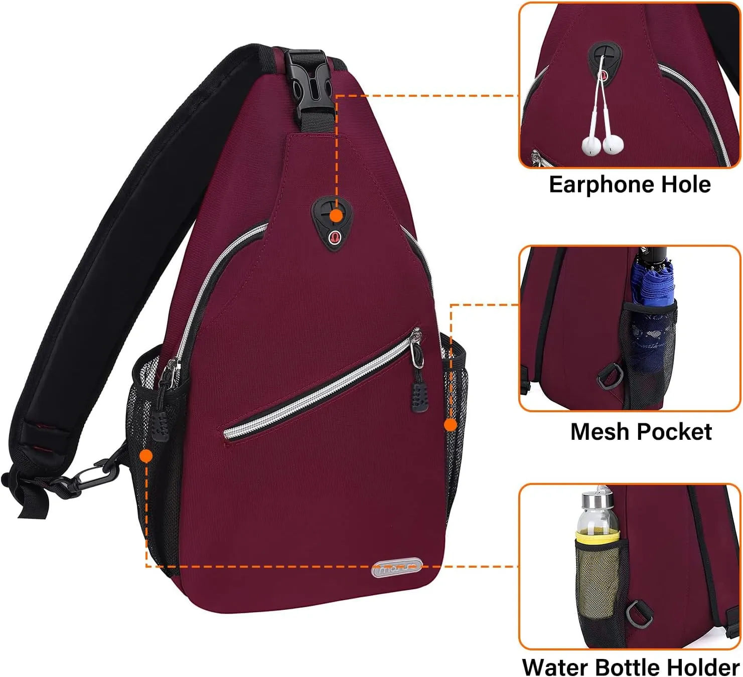 MOSISO Sling Backpack, Multipurpose Crossbody Shoulder Bag Travel Hiking Daypack