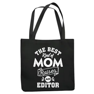 Mothers Day Gift for Editor Mom Raising an Editor Navy Black Multicolor Canvas Tote Bag