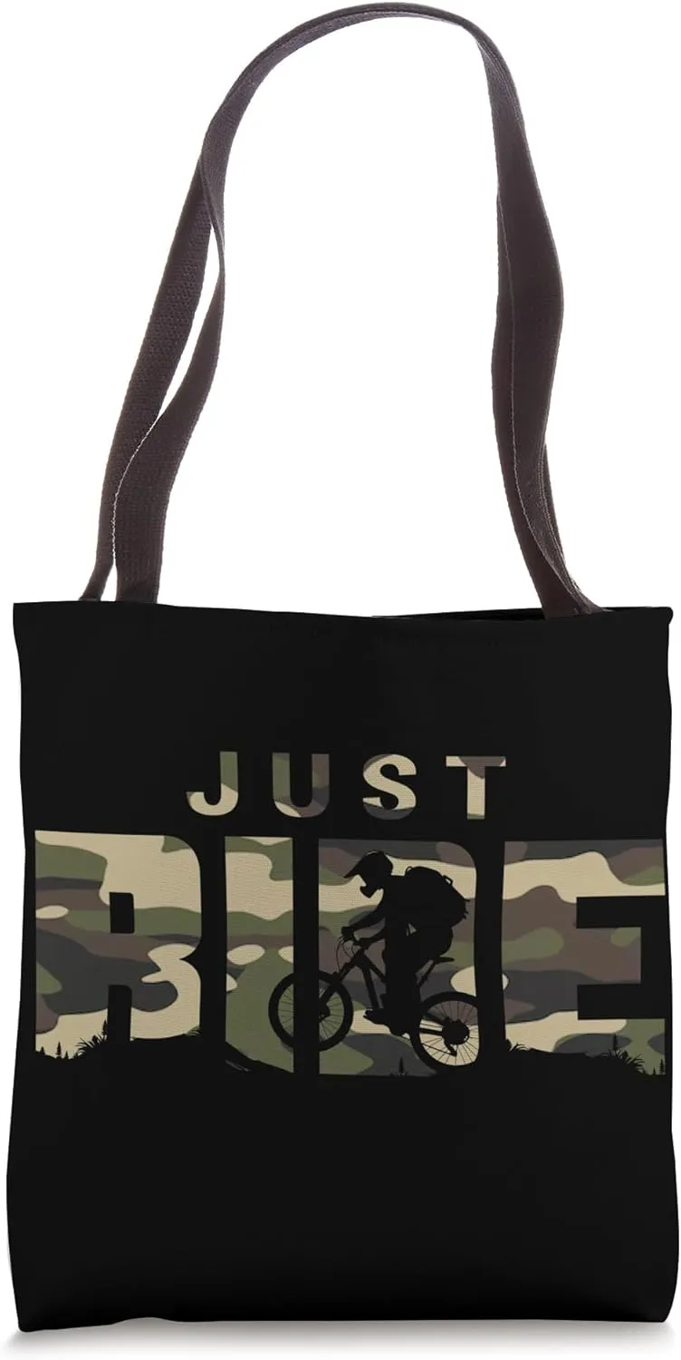 Mountain Bike Just Ride Camo MTB Trail Outdoor Tote Bag