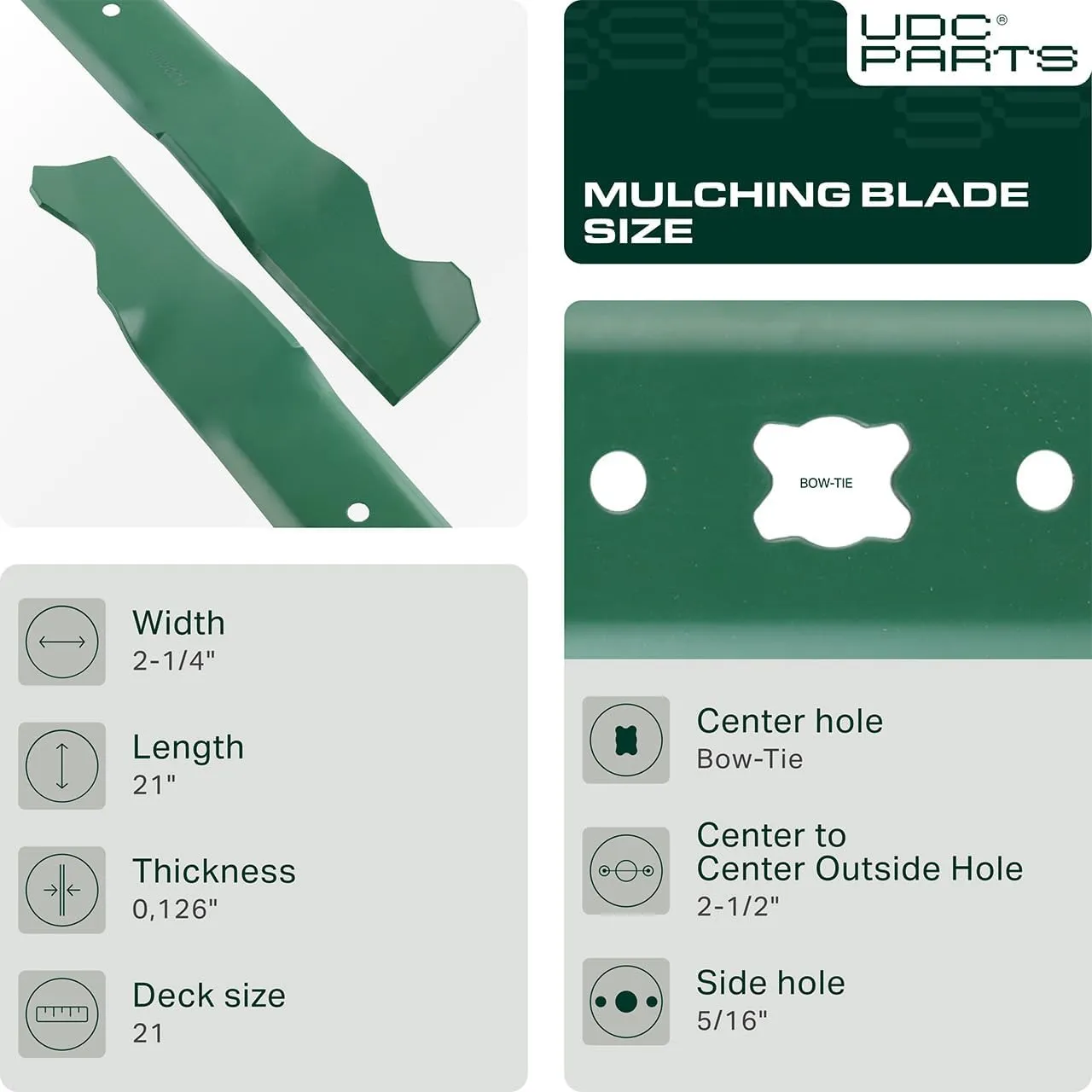 Mulching Blades 21 Inch for Troy Bilt 942-0741A Craftsman MTD Cub Cadet Yard Machines/Replaces OEM no. 742-04100 742-0741 742-0741A 942-0741 CMXGZAM100067 TB130 TB240 TB160 TB115 / 2 Pack