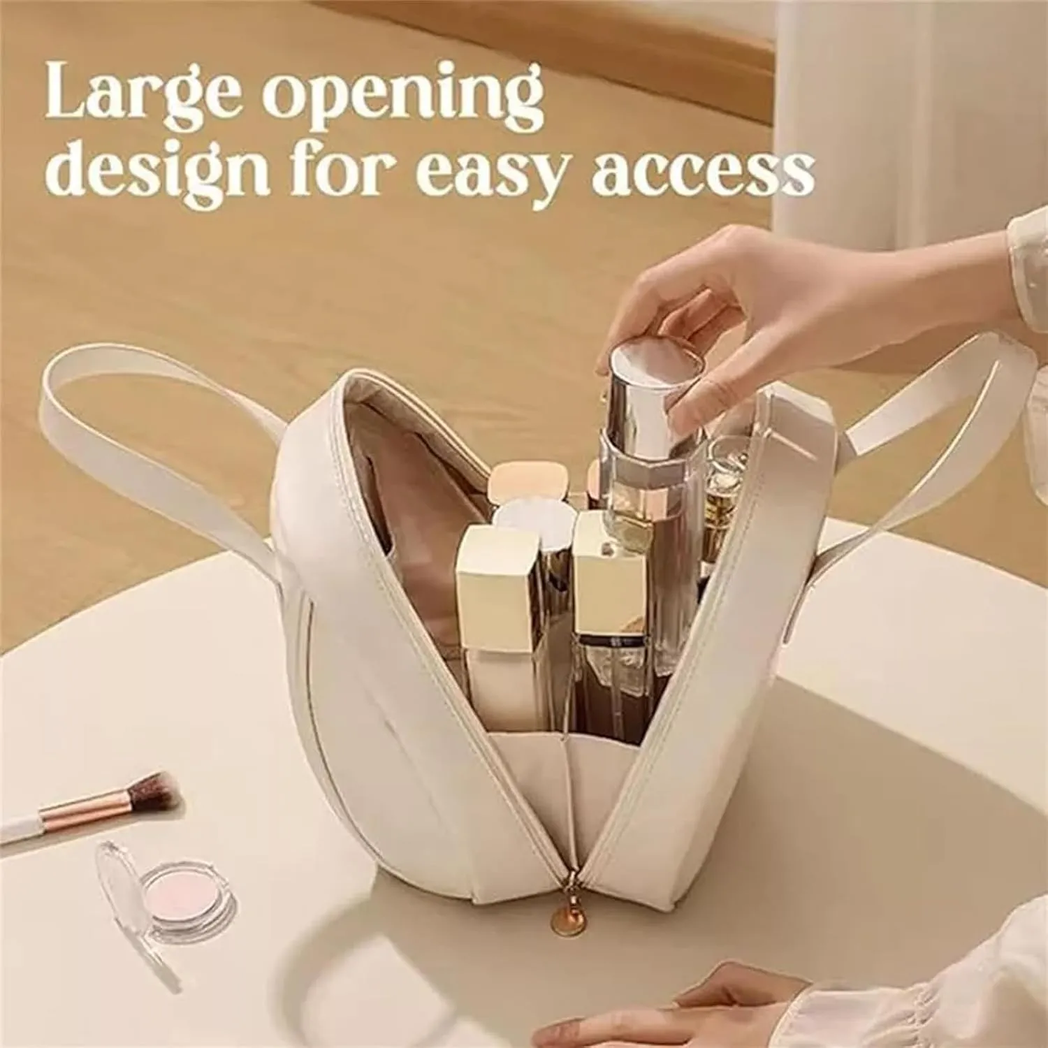 Multi-Layered Shell-Shaped Cosmetic Bag, Lightly Travel Shell Shaped Cosmetic Makeup Bag with Compartments, Waterproof PU Leather Toiletry Bag Handbag Pouch for Women (2pcs 3#)