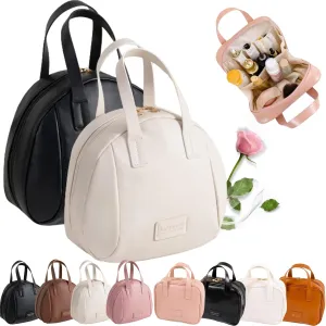 Multi-Layered Shell-Shaped Cosmetic Bag, Lightly Travel Shell Shaped Cosmetic Makeup Bag with Compartments, Waterproof PU Leather Toiletry Bag Handbag Pouch for Women (2pcs 3#)