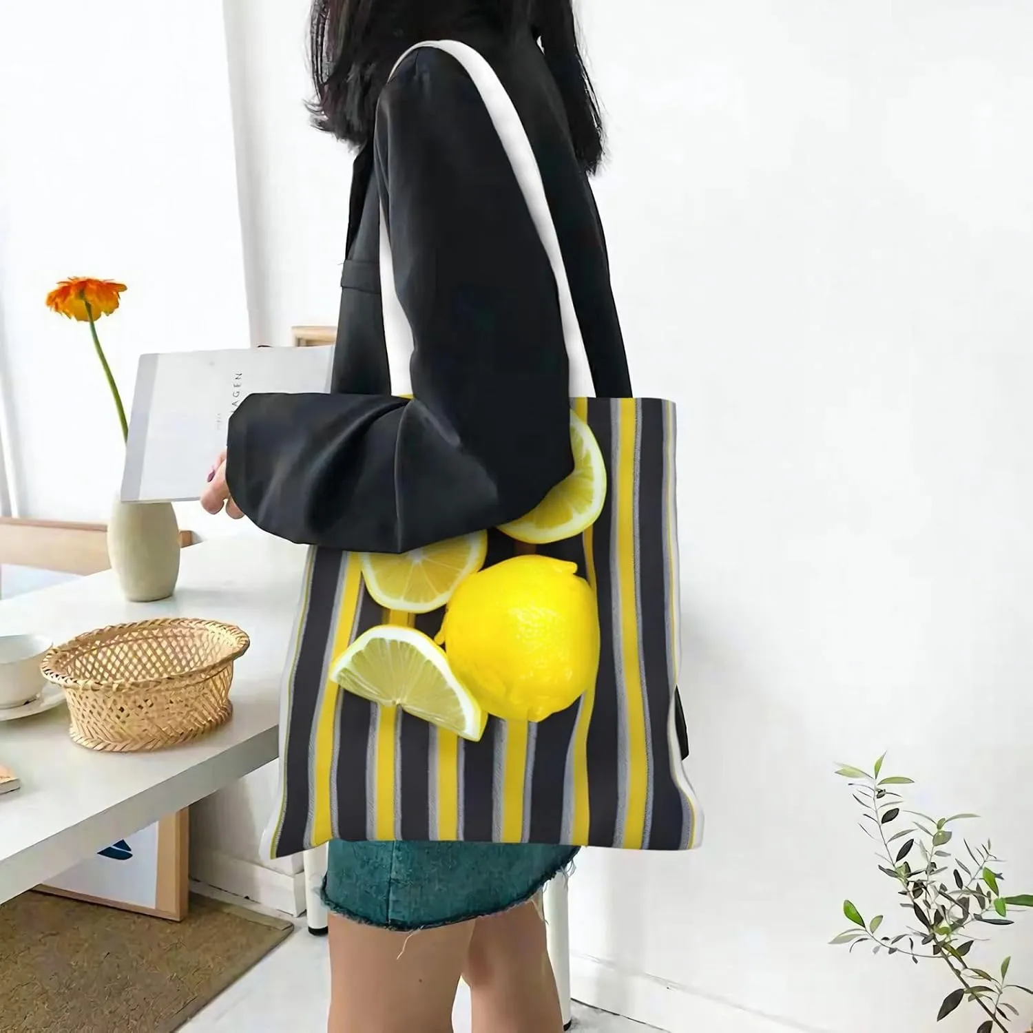 Music Note Pianos Canvas Tote Bags For Women Handbag Tote Purse,Canvas Crossbody Bag For Office, Travel, School