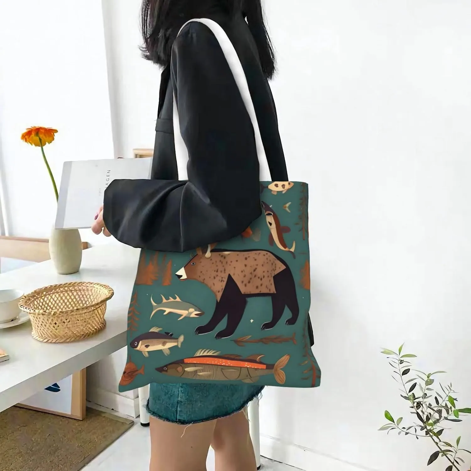 Music Note Pianos Canvas Tote Bags For Women Handbag Tote Purse,Canvas Crossbody Bag For Office, Travel, School